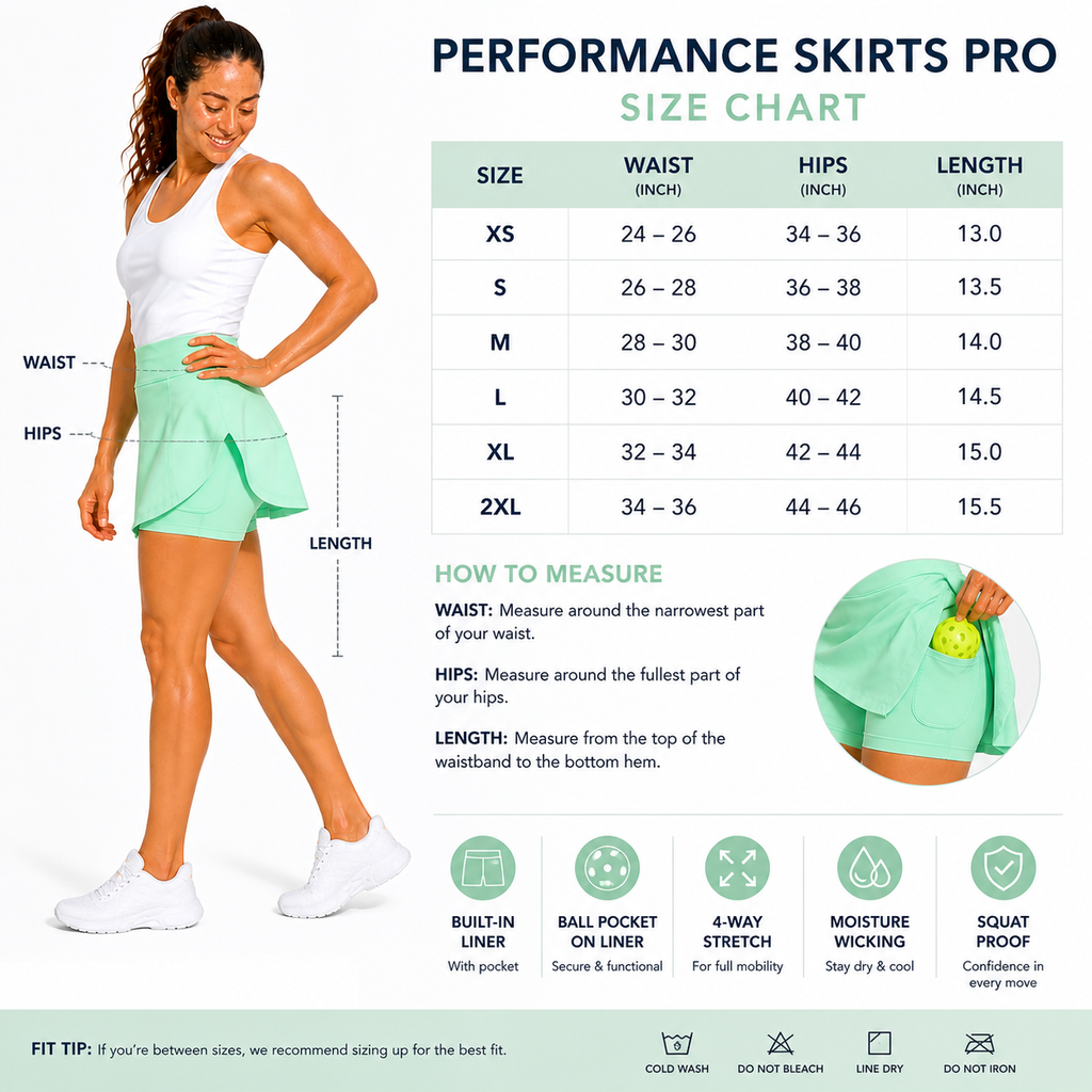 Performance Skirts Mint Green (With Lining)