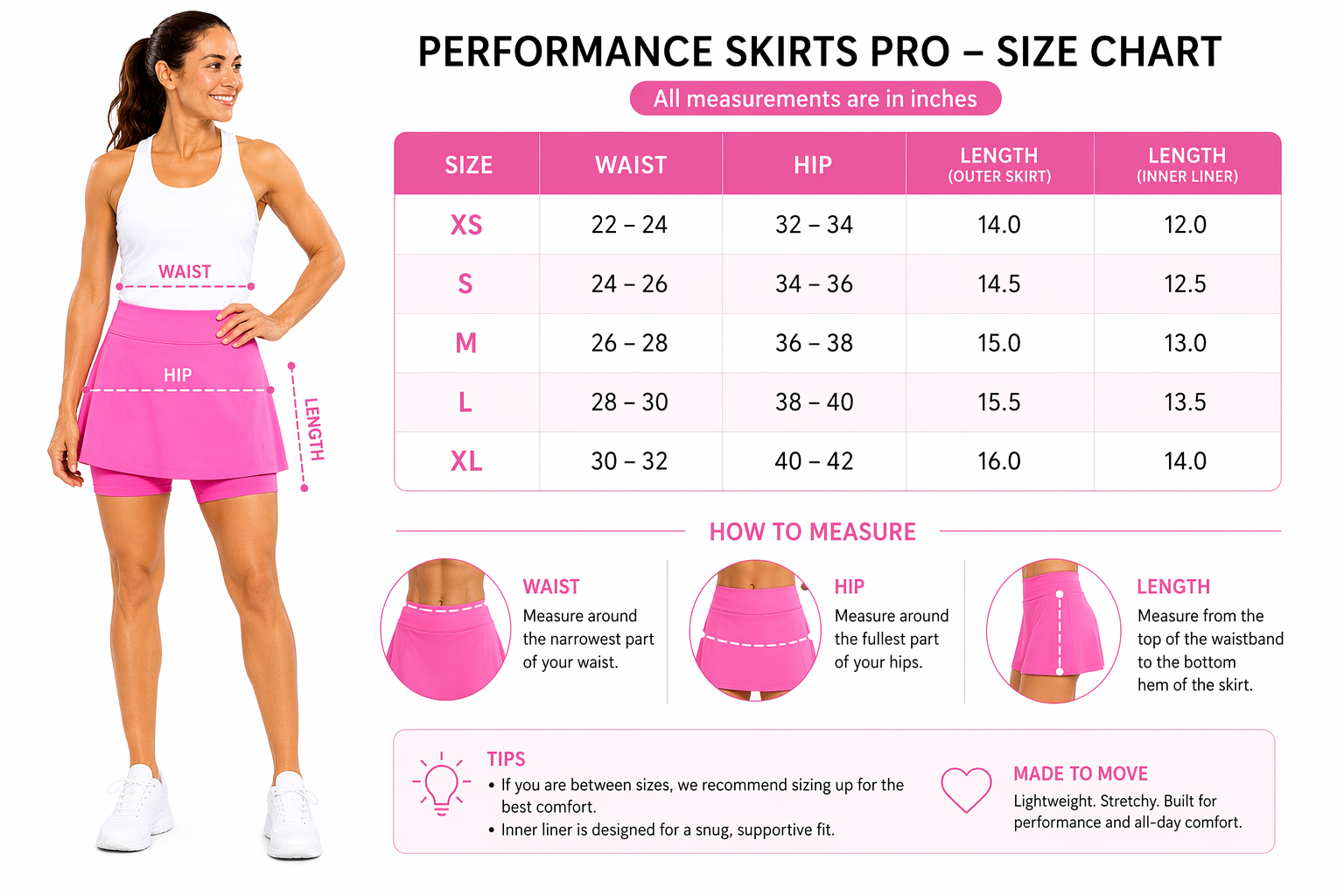 Performance Skirts Pro Pink (With Lining)