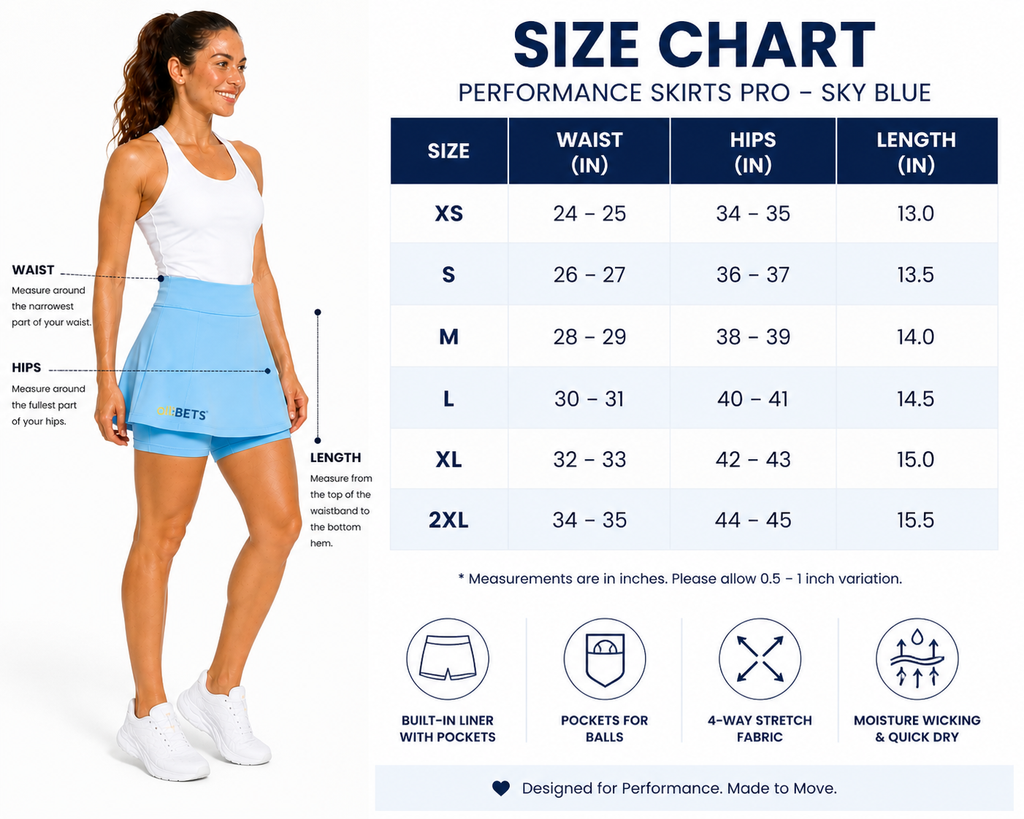 Performance Skirts Sky Blue (With Lining)
